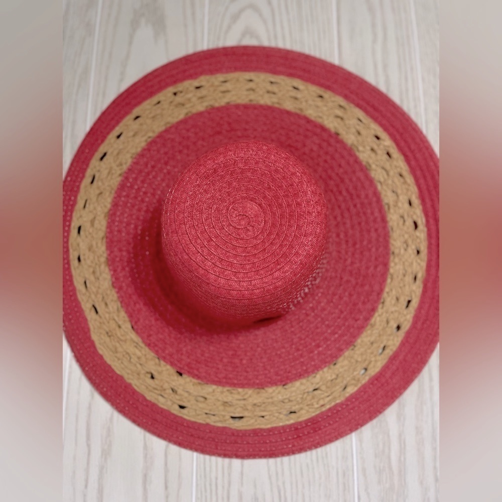 Panama Jack Coral and Cream Sun Hat EUC OSFM